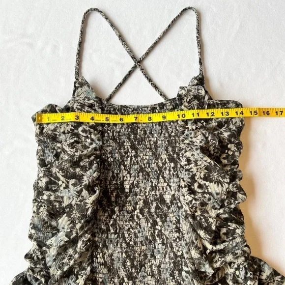 Free People smocked ruffle floral feminine tank - Picture 8 of 11